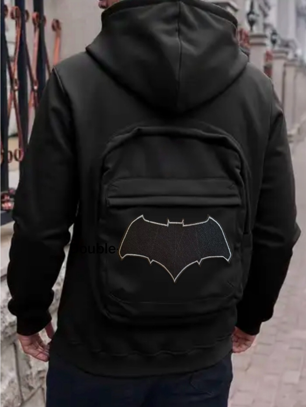 Black Men's Backpack Hoodie With Batman Insignia Size XXL